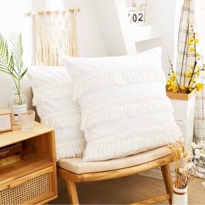 New Set of 2 100%Cotton White Euro Pillow Shams. 26”x26”